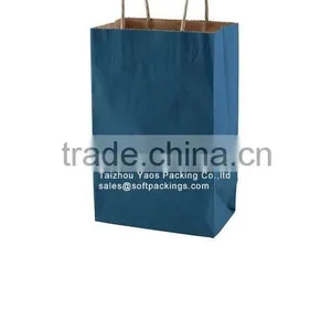 Fancy Design Colored Carry Out Kraft Paper Bag, Take Away Kraft Paper Bag With Flat Bottom, Custom Twist Paper Bag thumbnail-1
