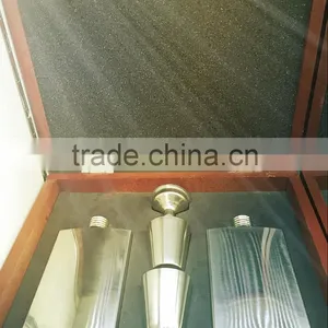 8oz and 9oz Stainless Steel Hip Flask With Wooden Chess and Cups and Funnel in the Woodeb Set thumbnail-1