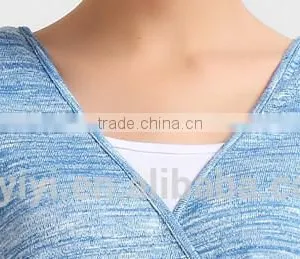 Women Cross Front Slub Jersey Knit Blouse With Heather Look thumbnail-4