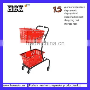 Powder Coat Double Basket Shopping Trolley / Double Shopping Trolley HSX-S468 thumbnail-2