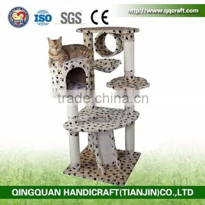 Paw Print Bungalow Cat Furniture Condo House Scratcher Multi Level Cat Activity Tree thumbnail-5