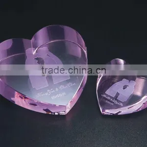 Heart Shape Laser Cut Purple Crystal Paperweight thumbnail-1
