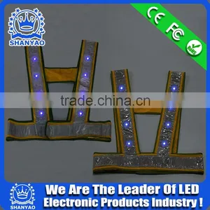 2016 Hot Selling LED Fluorescent Orange Refletive Waistcoat For Road Safety At Night thumbnail-6