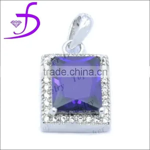 925 Sterling Silver Jewelry Big Amethyst Stone Pendant thumbnail-1