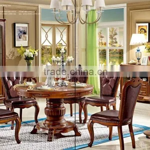 Dark Brown Round Dining Table and Chair thumbnail-1