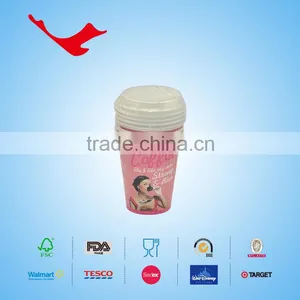 4oz -16oz PEcoated Sigle Wall, Double Wall, Ripple Wall With Printed Paper Cups With Lid and Straw thumbnail-2