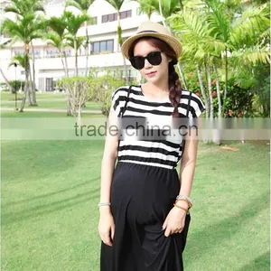 Slim Stripe Suspender Skirt Maternity Dresses Clothes For Pregnant Women thumbnail-1