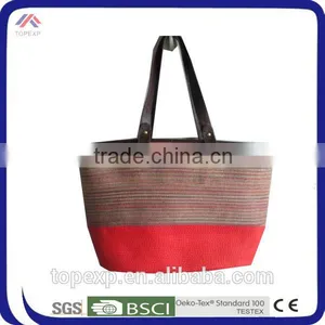 Tiny Handbag Pinstripe Canvas Tote Bag For Female thumbnail-3