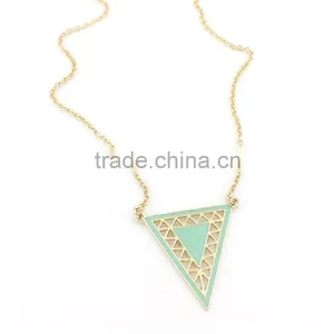 Simple Mint Green Enamel Triangle Pendant Necklace, Neckles Jewelry Wholesale, thumbnail-3