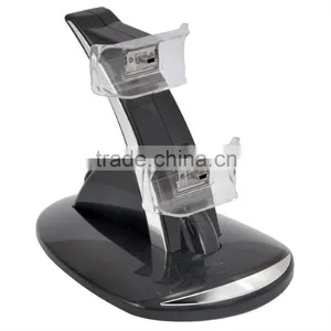 Portable Blue LED Dual Charger 2in1 Power Station And Storage Stand With Double USB Port For PS3 Controllers thumbnail-2