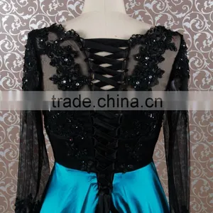 RSE647 Black And Peacock Blue Chinese Wedding Dress Tall Mother Of The Bride Lace Dresses Beach Wedding Dress Navy Blue thumbnail-4