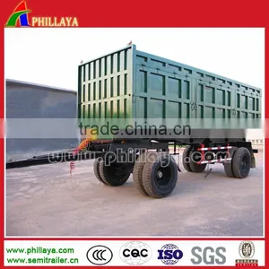 New CIMC Type 3 Axles Steering Trailers / Drawbar Car / 40ton Cargo Small Dump Trailer thumbnail-4