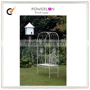Vintage White Wrought Iron Garden Arch thumbnail-1