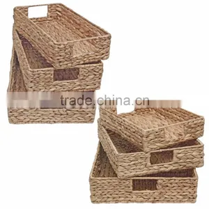 Shallow Basket Storage Tray Water Hyacinth - Bedroom, Kitchen, Office thumbnail-1