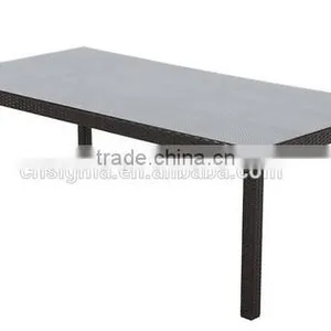 2017 Trade Assurance Hot Sale Outdoor Portable Cocktail Plastic Rattan Handmade Table Tempered Glass Dining Table thumbnail-1