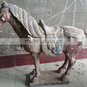 Carved Antique Imitation Wooden Horse Sculpture Home Hotel Decoration thumbnail-3