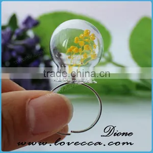 DIY Handmake Real Dried Flower Clear Glass Globe Ring thumbnail-4