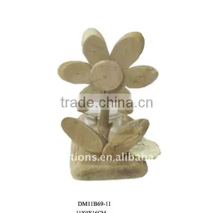 Birch Wood Flowers With Candle Holder thumbnail-1