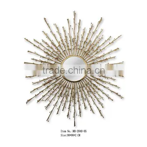 Gold Mirror Hammered Metal Frame Mirror thumbnail-4