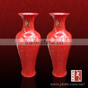 Red China Color Ceramic Wedding Vase thumbnail-1