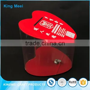 Red Color Custom Wholesale Acrylic Money Donation Box thumbnail-1