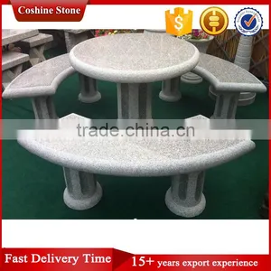 Outdoor Round Granite Stone Top Patio Tables and Chair thumbnail-1