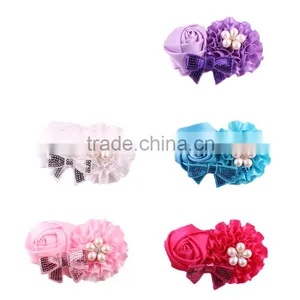 Baby Toddler Infant Flower Headband With Pearl Hair Bow Band Accessories thumbnail-2