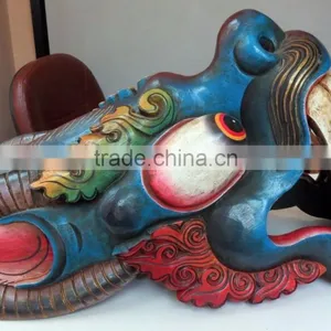 Dragon Mask Wall Hanging Decor Handmade in Nepal thumbnail-2