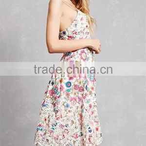 China Guangzhou Clothing OEM V-neck Sleeveless On-seam Pockets Scalloped Pocket Women Dress thumbnail-2
