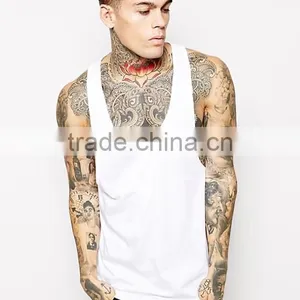 2017 Cheap High Quality New Design Summer Custom White Color Gym Wear Comfortable 100% Cotton Men's Sport Tank Tops In Bulk thumbnail-1