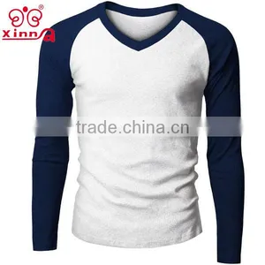 Long Sleeves Men 100% v Neck Tshirt thumbnail-1