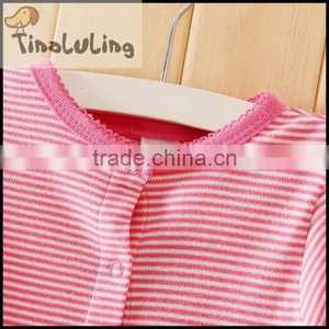 New Arrival Baby Rabbite Stirpe Easter Pink Footed Pajamas Fleece Winter Sleepwear thumbnail-3