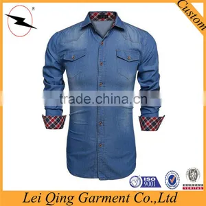 Casual Long Sleeve Slim Fit Button Denim Shirts With Pockets thumbnail-1