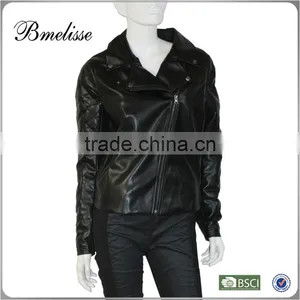 2014-2015 New Arrival Stylish Women's Shinny Black Fashion pu Jacket thumbnail-1