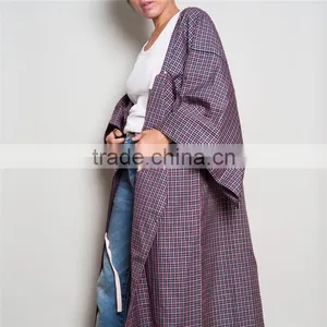 Newest Style Jacket With Squared Neck Haori Full Textured Yarn Dye Silk Kimono thumbnail-5