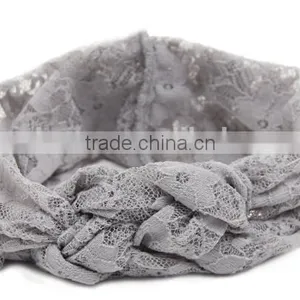 Kids Girl Elastic Lace Cross Headband, Elastic Lace Headband for Kids thumbnail-3