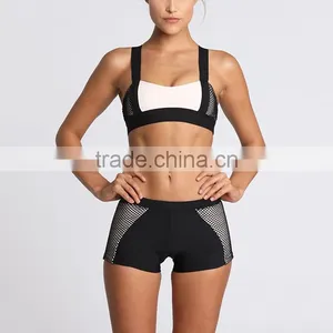 High Quality Custom Women Sexy Sports Suits Yoga Bra and Shorts thumbnail-1