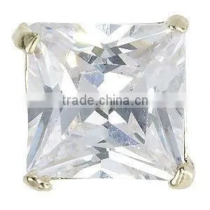 Princess Cut Stainless Steel Grade AA Cubic Zirconia Stud Earrings, CZ Stud Earrings, CZ Earrings thumbnail-1