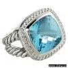 Sell Sterling Silver Ring With Swiss Blue Topaz and Diamond thumbnail-1