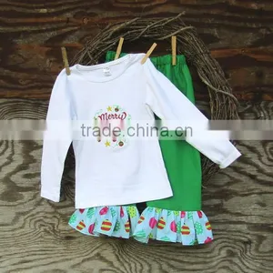 Top Selling Printed Ruffle Plain Children Clothes Sets thumbnail-1