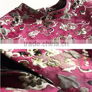 Women A Line Short Sleeve Lace Dress Fabric Embroidery Mini Dress With Pattern thumbnail-5