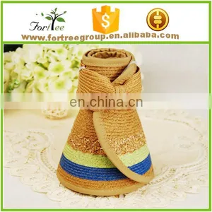 Custom Sport Running Cheap Straw Sun Visor Hats for Women thumbnail-2