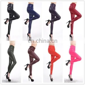 2016 Spring New Style Multi Colors Elastic Leather Leggings IN STOCK thumbnail-1