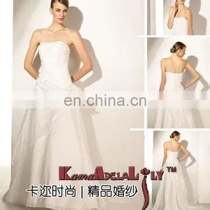EB235 New Style Decorate With Hand Flowers Strapless Wedding Dress Cheap Wedding Gowns 2011 Bridal Gown of Ivory thumbnail-1