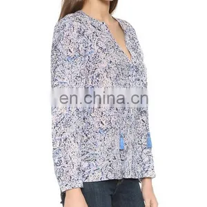 2016 New Design Floral Print Woman Shirt thumbnail-1