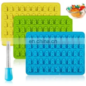 Dropshipping 2 PCS 50 Holes Small Bear Chocolate Tray Silicone Mold Cookie Mold Candy Mold thumbnail-2