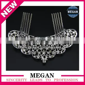Elegant Big Crystal Crown Bridal Heart Rhinestone Tiara With Hair Comb thumbnail-3