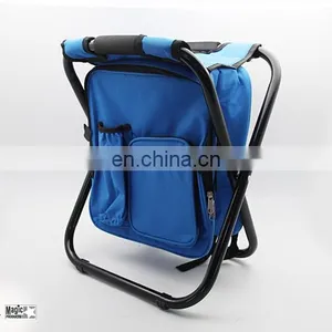 Premium 600D Oxford Fabric Camping Hiking Cooler Bag Backpack Folding Stool With Strap thumbnail-1