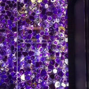 Grade A Luxury Wall Panels Purple Semi-precious Agate Stone Slabs for Hotel thumbnail-1