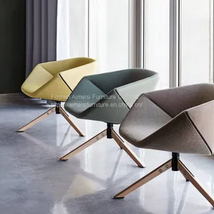 Modern Leather Cushion Single Metal Base Living Room Coffee Chair thumbnail-4